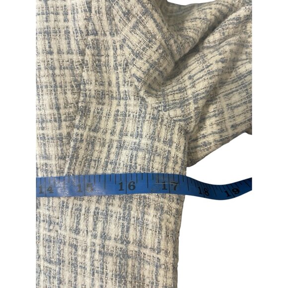 7 FOR ALL MANKIND Women's Blue Tweed Blazer Long Length Two Button Size Medium? - Picture 11 of 15
